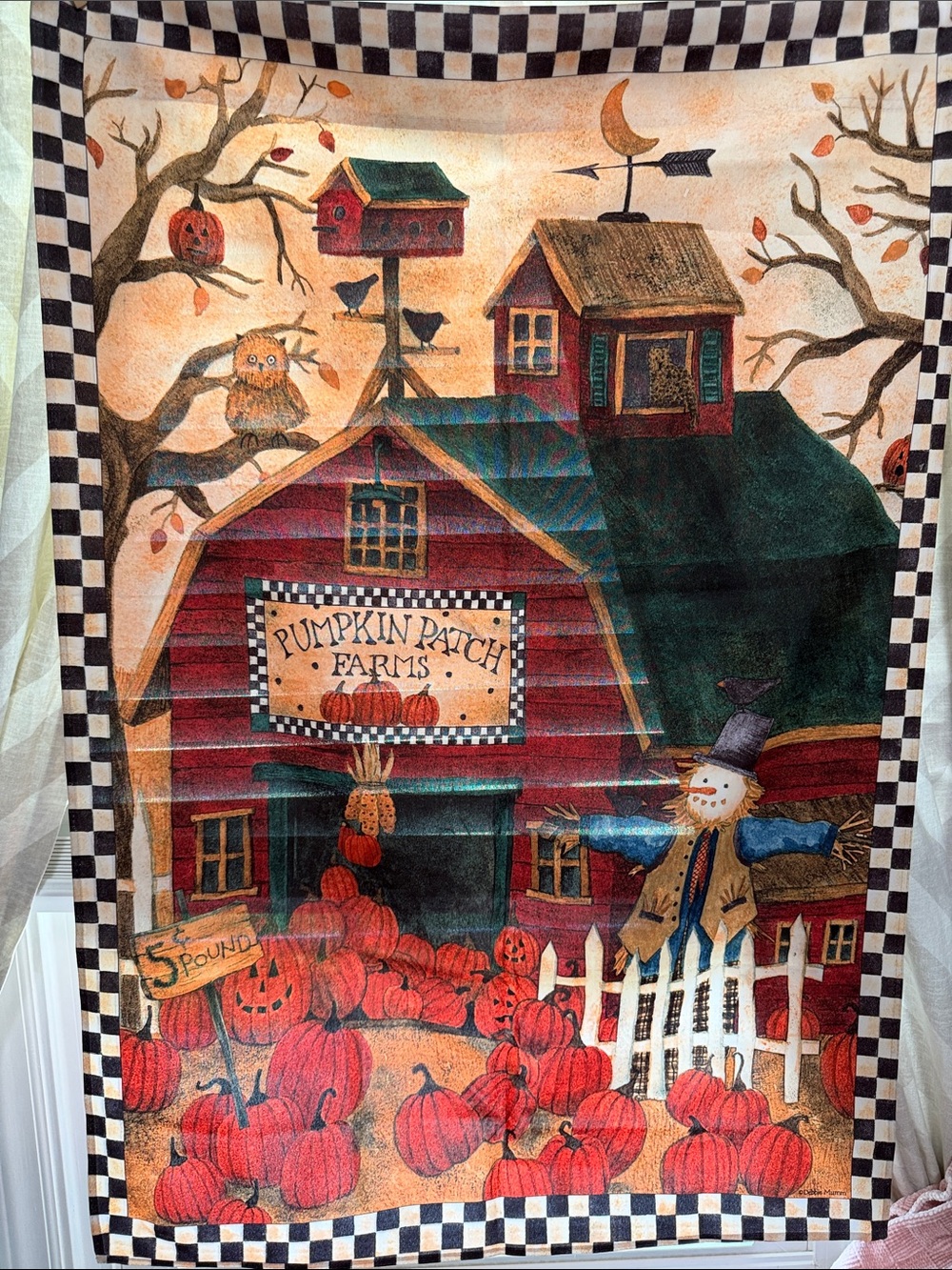 Pumpkin Patch Farms Yard -Large Flag - Orange, Brown, Black. 26 x 40 . Pole